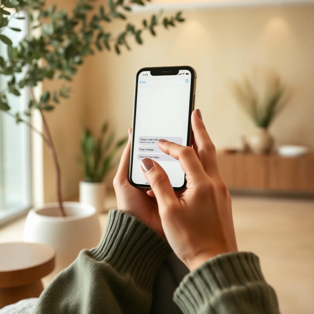 Hands sending a client reminder by text